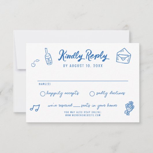 手お洒落引きドードルフランスのスタイル結婚ズ 出欠カード (正面)