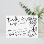 手お洒落引きドードルフランスのスタイル結婚ズ 出欠カード (スタンド正面)