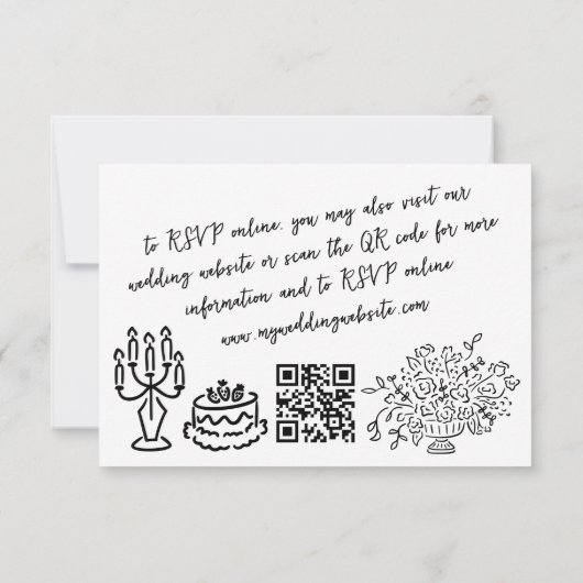 手お洒落引きドードルフランスのスタイル結婚ズ 出欠カード (裏面)