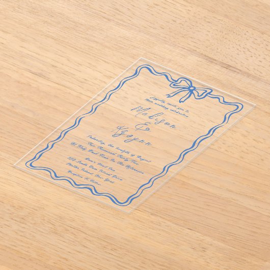 手お洒落引きドードル結婚ズ アクリル招待状 (レイダウン)