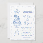 手お洒落引きドードル結婚ズ 招待状 (正面)