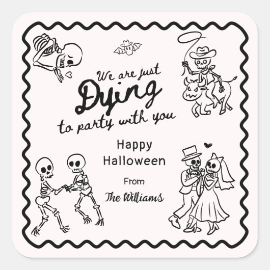 手お洒落引きド予測できなードルハロウィーン スクエアシール (正面)