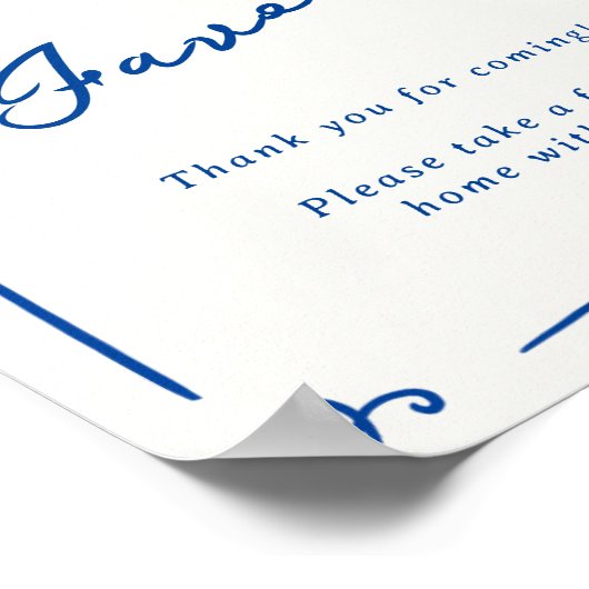 手お洒落引きネイビーブルー ポスター (角)