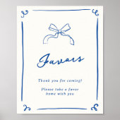 手お洒落引きネイビーブルー ポスター (正面)