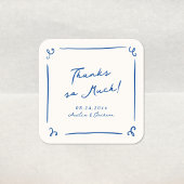 手お洒落引きネイビー結婚ブルー スクエアシール