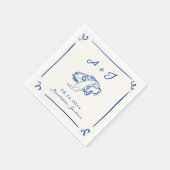 手お洒落引きネイビーVintageカー結婚ズ スタンダードカクテルナプキン (角)
