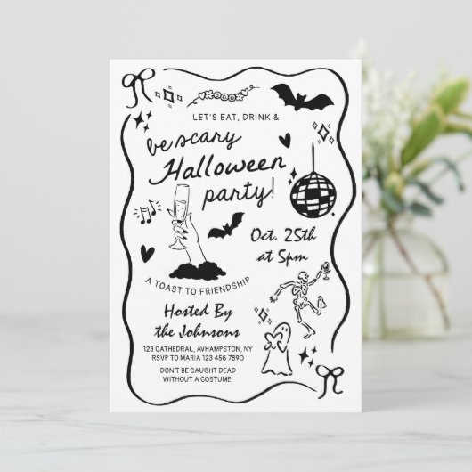 手お洒落引きハローウィンパーティ 招待状 (スタンド正面)