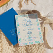 手お洒落引きビーチ赤ちゃんシャワー 招待状