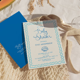 手お洒落引きビーチ赤ちゃんシャワー 招待状