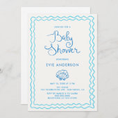 手お洒落引きビーチ赤ちゃんシャワー 招待状 (正面/裏面)