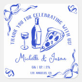 手お洒落引きピザボフランスのウありがとう スクエアシール (正面)