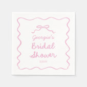 手お洒落引きピンクボウブライダルシャワー スタンダードカクテルナプキン (正面)