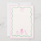 手お洒落引きピンクボウ波結婚の 招待状 (裏面)