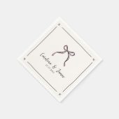 手お洒落引きピンクボウ結婚ズ スタンダードカクテルナプキン (角)