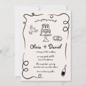 手お洒落引きファンキー詳細結婚 招待状 (正面)