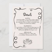 手お洒落引きファンキー詳細結婚 招待状 (裏面)