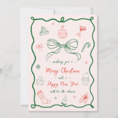 手お洒落引きフランスの聖降誕祭の写真 招待状 (正面)