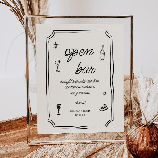 手お洒落引きフランスの開きバー記号 ポスター