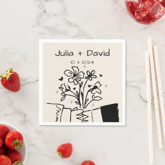 手お洒落引きフローラ結婚 スタンダードカクテルナプキン (インサイチュ)