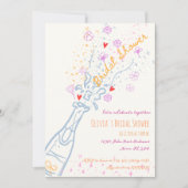 手お洒落引きフローラ落書きブライダルシャワー 招待状 (正面)