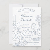 手お洒落引きブライダルシャワー図解入りの、写真付きの 招待状 (正面)