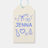 手お洒落引きブライダルシャワー ギフトタグ (正面)