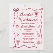 手お洒落引きブライダルシャワー 招待状 (正面)
