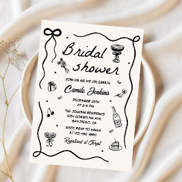 手お洒落引きブライダルシャワー 招待状