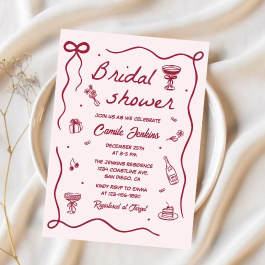 手お洒落引きブライダルシャワー 招待状