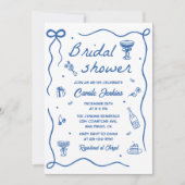 手お洒落引きブライダルシャワー 招待状 (正面)