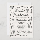 手お洒落引きブライダルシャワー 招待状 (正面)