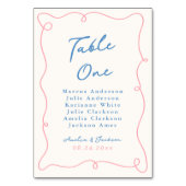 手お洒落引きブルーとピンク テーブルナンバー (裏面)