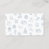 手お洒落引きブルーのテー結婚ブル座席表 プレイスカード (裏面)