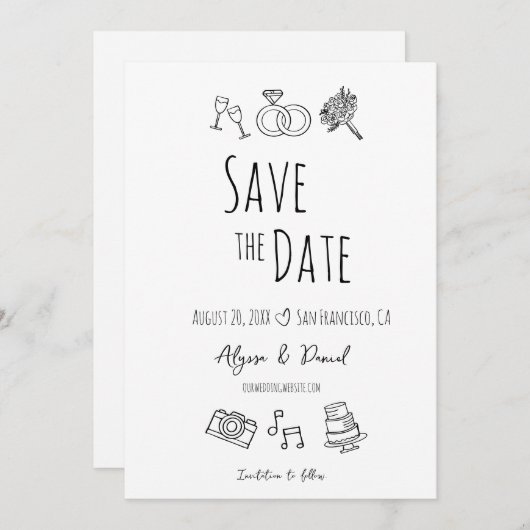 手お洒落引きミニマル白黒ユニーク (正面/裏面)