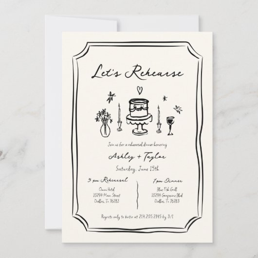 手お洒落引きリハ予測できなーサルディナー 招待状 (正面)