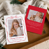 手お洒落引きレッドボウMeowyクリスマスフォト シーズンカード