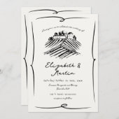 手お洒落引きワイナリー結婚の 招待状 (正面/裏面)