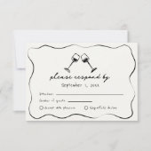 手お洒落引きワインカ結婚ップ 出欠カード (正面)