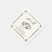 手お洒落引きヴィンテージ車結婚の スタンダードカクテルナプキン (角)