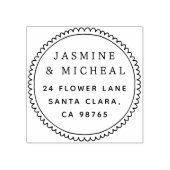 手お洒落引き丸枠差出人住所 ラバースタンプ (インプリント)