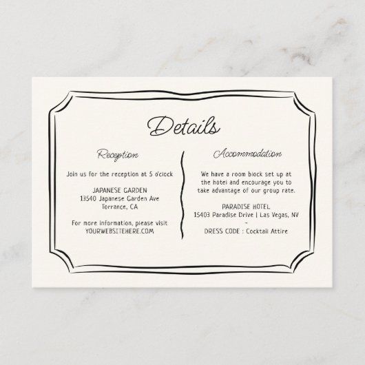 手お洒落引き予測できなの結婚詳細 エンクロージャーカード (正面)