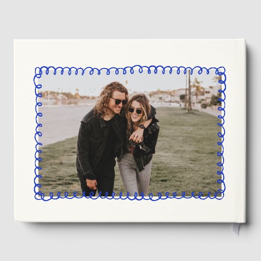 手お洒落引き予測できなブルー結婚ズ ゲストブック (裏面)