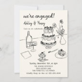 手お洒落引き予測できな婚約パーティ 招待状 (正面)