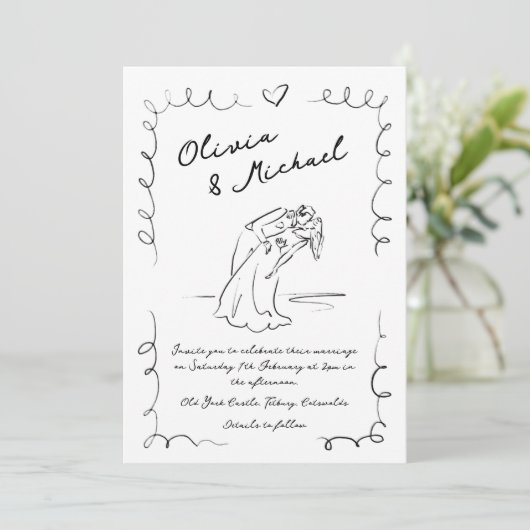 手お洒落引き予測できな結婚式招待状 招待状 (スタンド正面)