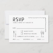 手お洒落引き図解入りの、写真付きの結婚の 出欠カード (正面)