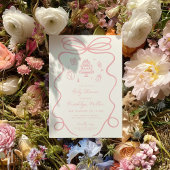 手お洒落引き女の子の赤ちゃんシャワー 招待状