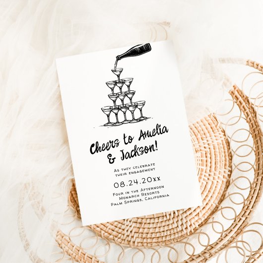 手お洒落引き婚約パーティ招待状 招待状