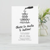 手お洒落引き婚約パーティ招待状 招待状 (スタンド正面)