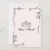 手お洒落引き婚約パーティ結婚の 招待状 (裏面)