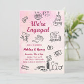 手お洒落引き婚約パーティ 招待状 (スタンド正面)